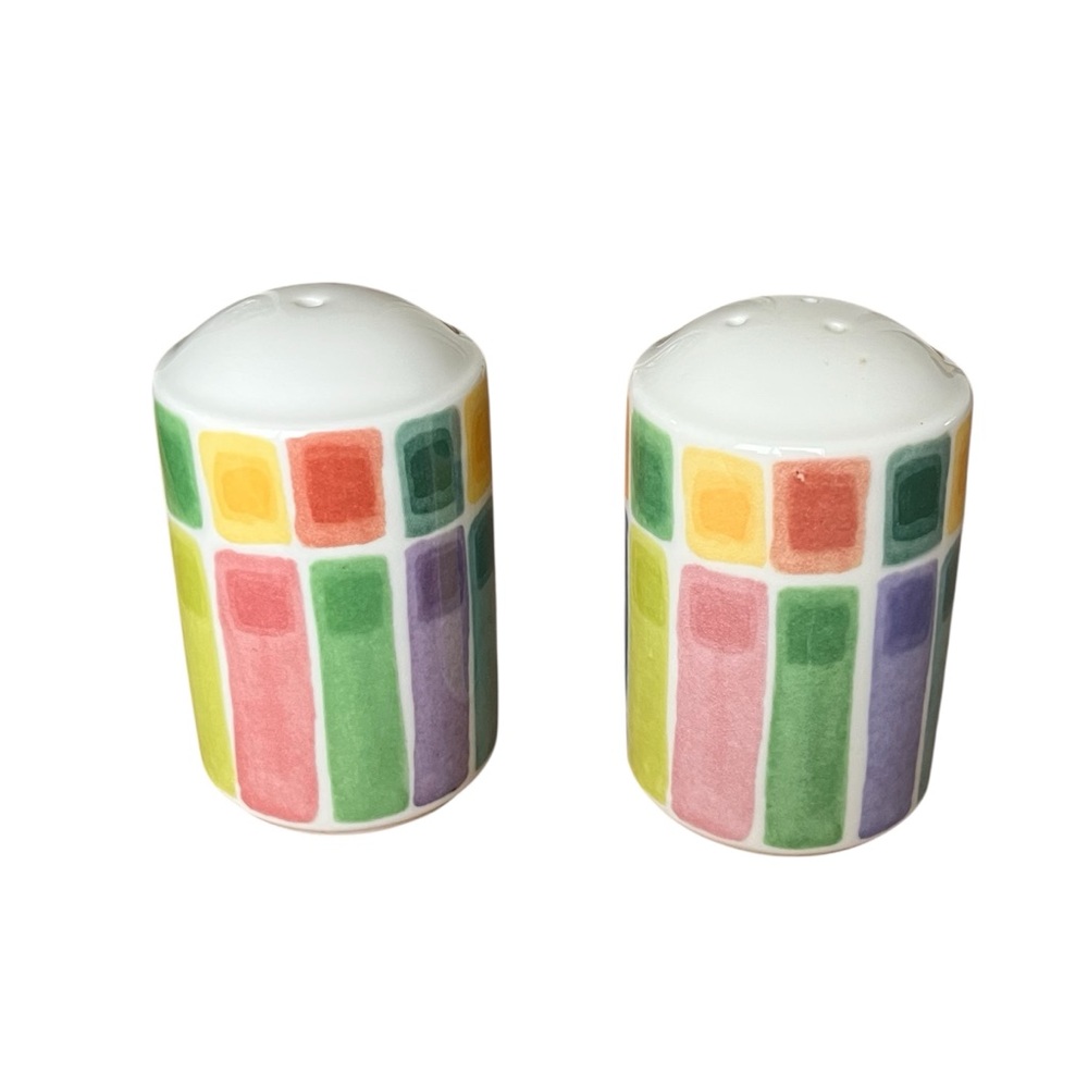 Fitz and Floyd Gypsy Chicks Salt Pepper S&P Shakers Colorful Watercolor